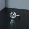 Esse Marcasite Sterling Silver Black Enamel Victorian Blue Topaz &