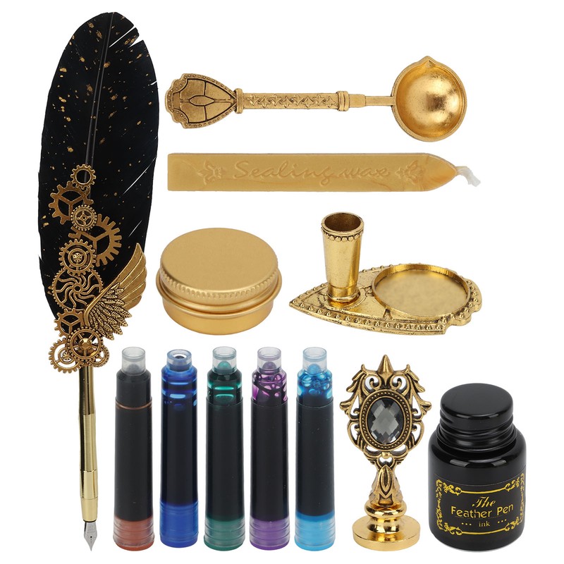 Feather Pen Business Fire Lacquer Stamp European Retro Style Sprinkled