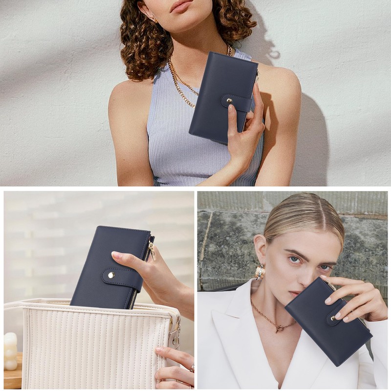 yiijay Wallet for Women RFID Blocking Leather Trifold Clutch Wallet