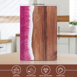 gzcmxh Charcuterie Board Cutting Board Resin Green Wave Pattern Resin Chopping Board Kitchen Charcuterie for Cheese, Meat, Vegetables, Steak (Pink Wave Cutting Pig)