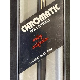 Chromatic Rollerball Black Barrel Pen w/ 24 Gold Trim Vintage