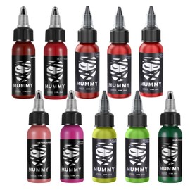 Mummy 10pcs USA Custom Tattoo Ink Rose Set Includes: (lipstick red,light red,dark red,graffiti green,nuclear green,dusty rose,cotton candy,brown,victorian rose,jungle green)