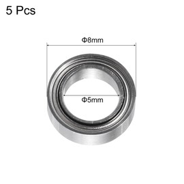 sourcing map 5Pcs SMR85ZZ Stainless Steel Ball Bearing 5mm x 8mm x 2.5mm Double Shielded Bearings (ABEC3)