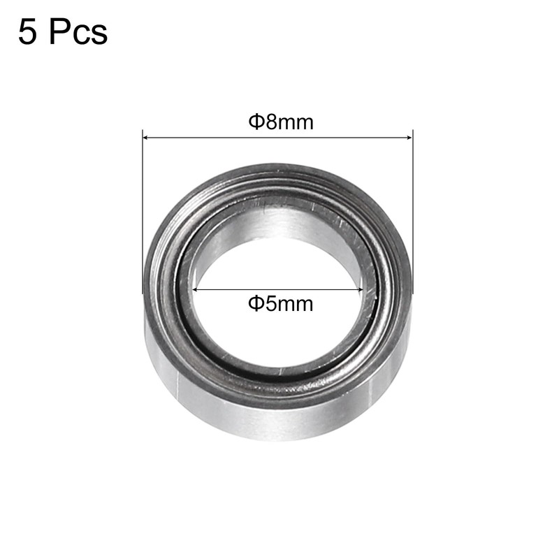 sourcing map 5Pcs SMR85ZZ Stainless Steel Ball Bearing 5mm x