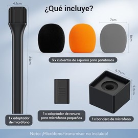 TONOR Mango de micrófono dji y RODE, Soporte de micrófono de Mano para Wireless GO, Adaptador de micrófono inalámbrico para Vlogs, entrevistas, podcasts y reportajes, TP20