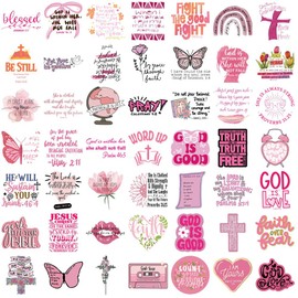 50 PCS Bible Verse Stickers Inspirational Pink Christian Stickers Faith Stickers Bible Scripture Stickers Religious Stickers for Adults Jesus Stickers Faith Based Gifts