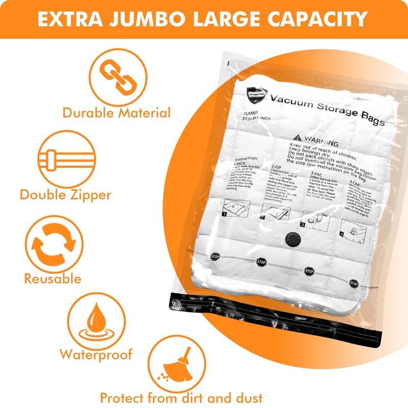 10 Small Vacuum Storage Bags, Space Saver Sealer Compression Bags