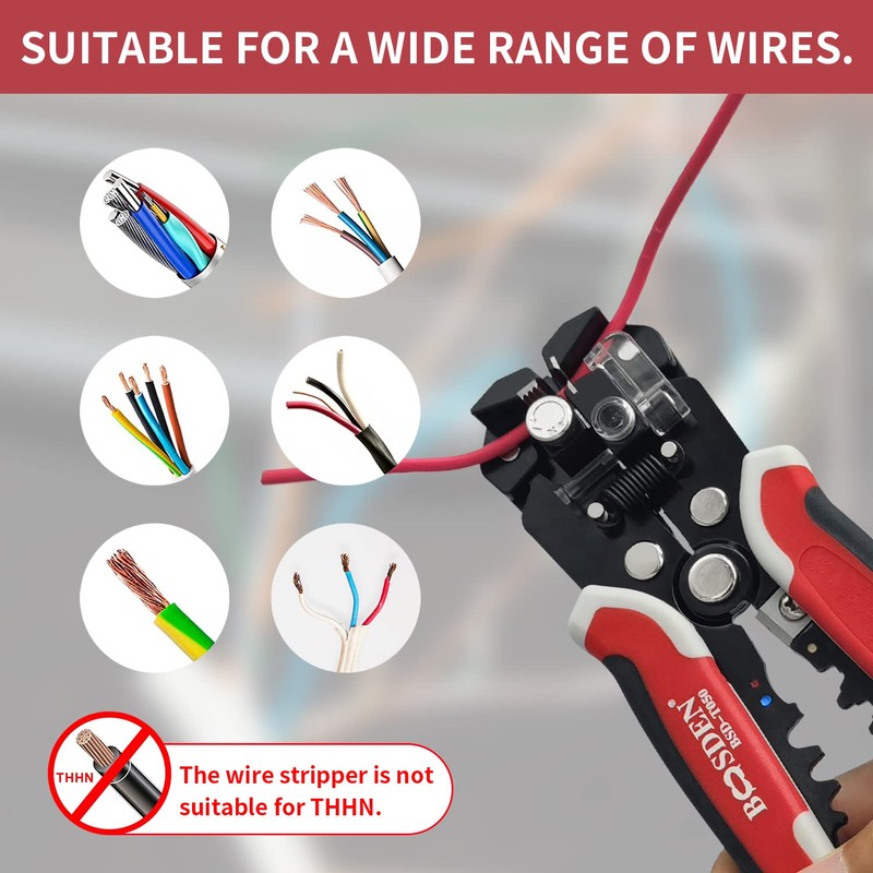 BOOSDEN Wire Stripper Self-adjusting Cable Stripper Wire Stripper Wire Cutting