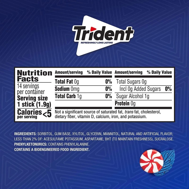 Trident Mondelez Global Trident Peppermint, 14 ct