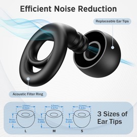 Link Dream Ear Plugs for Sleeping Noise Cancelling Silicon Earplugs 6 Pieces with Storage Case 28dB Noise Reduction (Black)