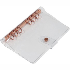 Audiophan Clear A6 Binder Cover Gold 6 Ring PVC Loose Leaf Folder Refillable Soft Notebook Shell Protector Binding Accessories Supplies (Gold A6 Binder)