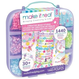 Make It Real: Creator Bead Studio - 1443 Piezas, Kit de Pulsera de Bricolaje, abalorio y Abalorios, diseño y fabricación de más de 30 Pulseras, Manualidades, Estuche de Transporte, niñas y niños a