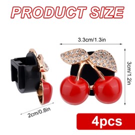 4 Pcs Cherry Car Air Vent Clips, Delicacy Rhinestone Cherry Car Air Freshener Vent Perfume Clip Bling Cute Cars Charm Accessories for Women Interior Decor & Fresh Scent (Random Scent)