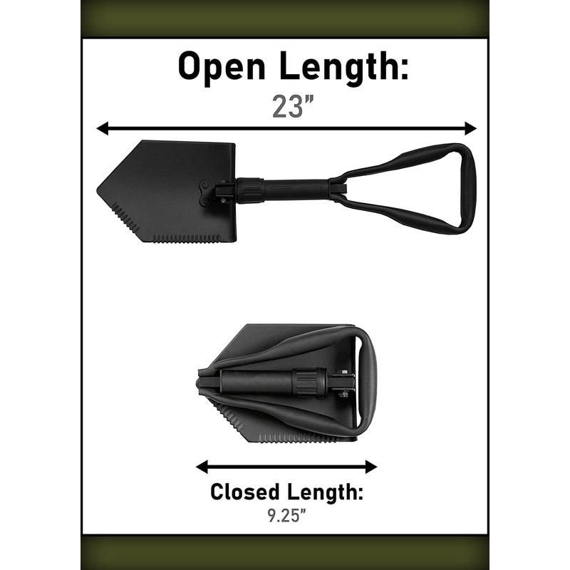 USGI Industries Military Style Shovel | Tri-Fold Entrenching Tool with