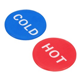 PATIKIL Self Stick Hot/Cold Water Label, 5 Pairs/10 Pack Acrylic Round Sticker Signs for Faucets Sinks, Red/White, Blue/White