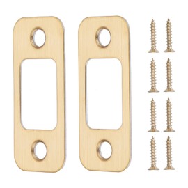 NICENEEDED 2 Pack Round Corner Deadbolt Strike Plate, Solid Brass Door Backplate with 8 Screws, Door Latch Restorer Repair Kits to Fix Door Won’t Latch in
