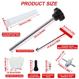 SKIKHN Tyre Valve Repair Kit, 13 Pieces Tyre Valve Puller Tool Set, Valve Installation Tool Set with Stem Puller, Hook Tool, Valve Caps, Tyre Valve Mounting Tool Set for Car, Truck