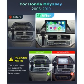 for Honda Odyssey 2005-2010 Car Stereo Radio with Snapdragon 8 Core 4GB+64GB 10.1 Inch IPS Touchscreen Wireless Carplay/Android Auto DSP Hi-Res 5/6GhzWiFi GPS Android 13 FM/RDS SWC Camera
