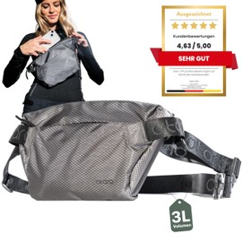 OTARO Bum Bag | Belt Bag Waist Bag | Unisex | Ideal for Travel, Skiing & Sports | Waterproof Stylish Nylon Grey Waist Fanny Pack for Outdoor Travel Hiking Dog Training Men, gray