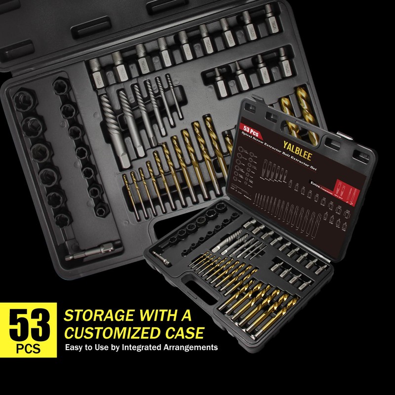 53Pcs Easy Out Screw Extractor Set with Left Hand Drill