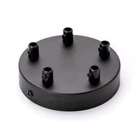 Canopy with 5 Cable Outlets Cover (Diameter 120 mm), Ceiling Canopy for Pendant Light, Metal, Black