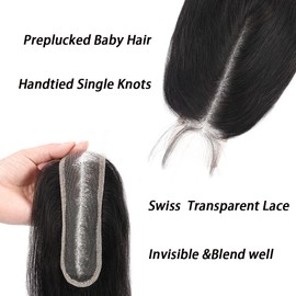 2x6 HD Lace Closure Human Hair 12 Inches HD Lace Body Wave Brazilian Human Hair Lace Closure Middle Part Closure With Baby Hair (12 inch, 2x6 Closure)