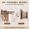 24" Vintage Style Brass Foldable Towel Rack with Hook, Gold