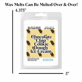 Chocolate Chip Cookie Dough Ice Cream Scented Wax Melts - Smells Like Cookie Dough - Ice Cream - 100% Naturally Vegan Soy and Premium Fragrance | Handmade in Denver, Colorado (4 Pack Wax Melts)