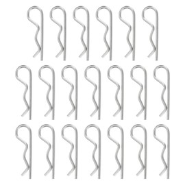 QUARKZMAN 20pcs Hitch Pin Clip, 2.5mm x 50mm R Clips 304 Stainless Steel Retainer Wire Hairpins Cotter Pins Assortment Kit Clips for Trailer Tractors Mower Cart Truck Pin, Silver