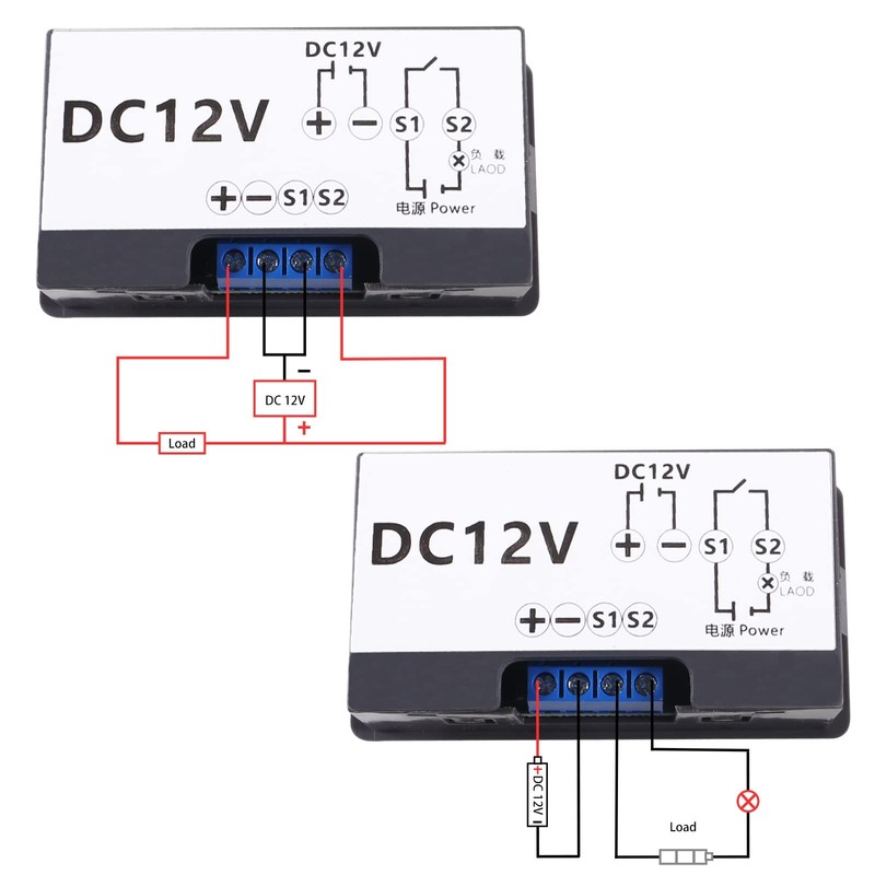 AITIAO 2Pcs Timer Delay Relay DC 12V 20A Programmable Digital