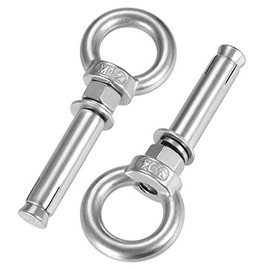 sourcing map M12 x 90 Expansion Eyebolt Eye Nut Screw with Ring 304 Stainless Steel Anchor Raw Bolts 2 Pcs
