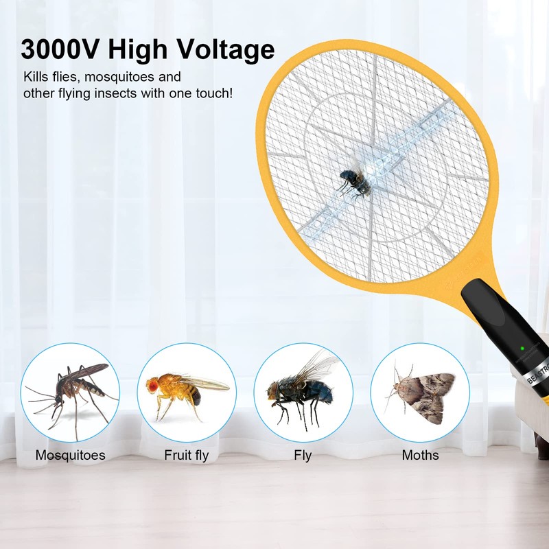 Beastron Bug Zapper Electric Fly Swatter 3000V USB Rechargeable, Mosquito