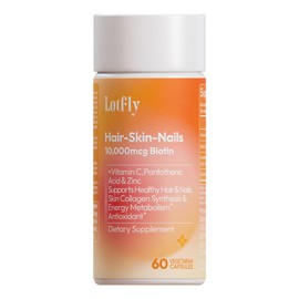 LOTFLY Biotin 10000 mcg with Zinc Vitamin C & Calcium Pantothenate – Supports Healthy Hair Growth, Strong Nails & Glowing Skin for Women & Men | Made in The USA | 60 Vegan Capsules (2 Months Supply)
