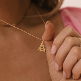 MRSXIA Evil Eye Necklace for Women Gold Pendant Triangle Disc Turquoise Diamond Cubic Zirconia 18K Gold Filled Dainty Chain Simple Protection Jewelry