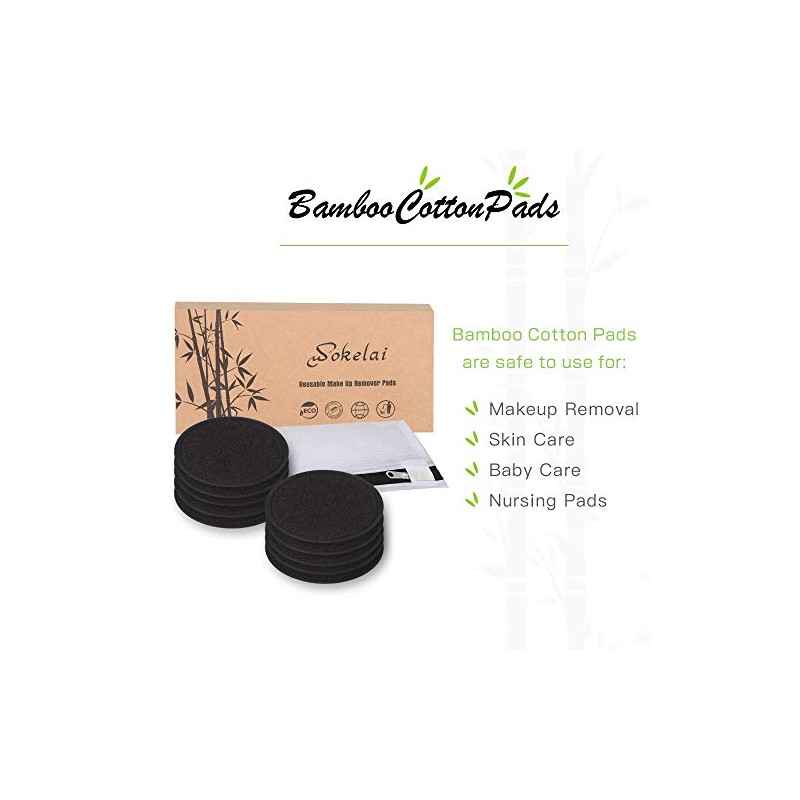 Almohadillas desmaquillantes reutilizables color negro, lavables, paquete de 10 unidades