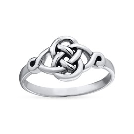 Personalize Dainty Best Friends Irish Celtic Love Knots BFF Infinity Promise Ring 2MM Band For Teen Women Oxidized .925 Sterling Silver Customizable