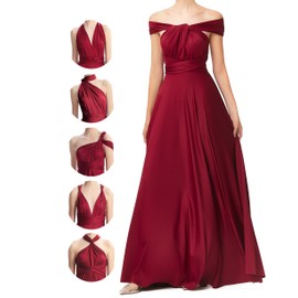 Multiway Dress,Burgundy Bridesmaid Dresses,Convertible Infinity Dress,Wedding Guest Dresses Plus Size Maxi Long Floor Length,Evening Gown,One Size