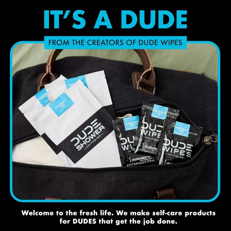 DUDE Wipes - On-The-Go Shower Wipes - 12 Pack 96