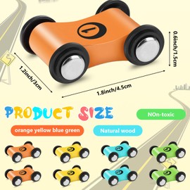 XLSXEXCL 24 Pcs Wooden Cars for Ramp, Wooden Car Ramp Replacement Car Toy Vehicle Play Sets Top Bright Car Ramp Toy for Race Track Replacement Cars, Aged 3+ Toddlers Party Gift