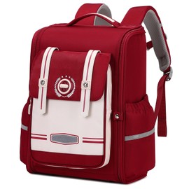 Amythe School Backpack Girls Boys Ergonomic 1-4th Class with Chest Strap, 2025 Children's Backpack School 6-10 Years School Bag with Reflective 21L-6189, red, Rucksack Backpacks