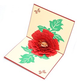 Medigy 3D Pop Up Greeting Cards Peony Flower Blank Cards for Most Occastions Red