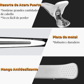 Broches Cabello Mujer Clip, 12 Clips para Cabello Estetica Antideslizante y Inoxidable, Picos de Garza para Estilismo & Coloración del Cabello, Pinzas para Cabello Estetica para Salón y Hogar