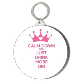 Gift Insanity CALM DOWN GIRL AND DRINK MORE GIN SHORT CHAIN KEYRING BOTTLE OPENER