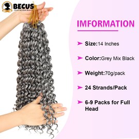 BECUS 6PCS Crochet Hair for Black Women Jamaican Bounce Wand Curl Crochet Hair 14Inches Short Crochet Curly Braiding Synthetic Hair Extensions(Grey Mix Blonde)