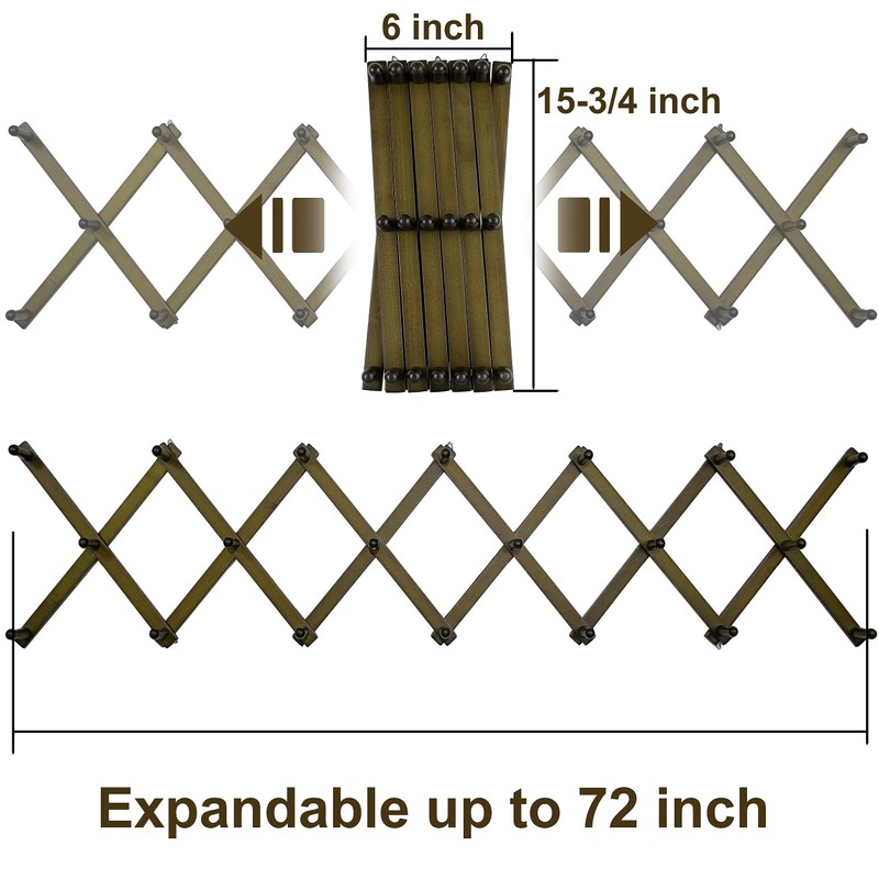 WEBI Accordion Wall Hanger,Accordion Hat Rack for Wall,Expandable Wooden Coat