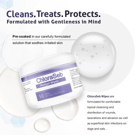 ChloraSeb Skin and Coat Care for Dogs, Cats & Horses (Wipes (50 Count))