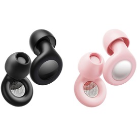 2 Pair of Ear Plugs for Sleeping Noise Cancelling, Reusable Silicone Ear Plugs for Noise Reduction with 8 Ear Tips, 25dB Hearing Protection Earplugs for Sleep, Concerts, Travel, Snoring, Black & Pink