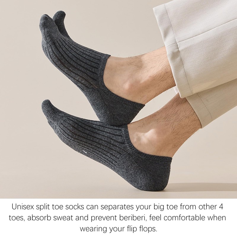 Hybursky Tabi Flip Flop Socks for Men 3 Pairs Cotton