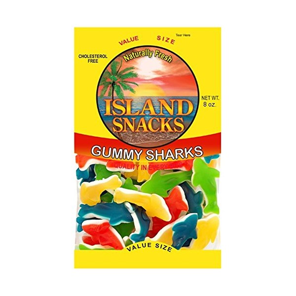 Island Snacks Gummy Sharks, 8 Ounce, 6 Count
