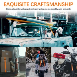 GAOHUI 4 Pack Ratchet Straps, Heavy Duty Tensioning Belts, Adjustable Tie Down Straps for Motorcycle, Cargo, Trucks, Trailer, Luggage, Quick Release